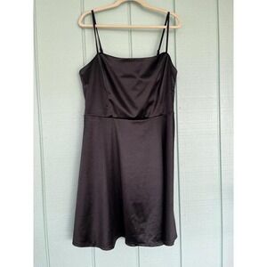 Slip Dress Size Medium Black Satin Lingerie Style Adjustable Strap Mini‎